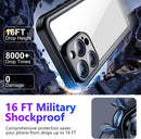 Temdan Compatible with iPhone 16 Pro Case Waterproof, Built-in Screen & Camera Protector IP68 Underwater Full Body 16FT Military Dropproof Shockproof Phone Case 6.3"-Black/Clear — 3