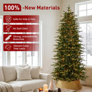 Glitzhome Prelit Christmas Tree, 7.5ft Artificial Christmas Tree Radiant Slim Evergreen with 1,400 Warm White & Multi-Color Chasing and Twinkling Lights, 2376 Tips, 9 Lighting Modes, Easy Setup — 3