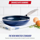 Blue Diamond 8" Diamond Infused Ceramic Nonstick Frying Pan Skillet, Blue