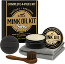 4-in-1 Mink Oil Leather Conditioner Kit – 3.52oz Waterproof Paste with Horsehair Brush, Sponge & Microfiber Cloth – Leather Cleaner & Protector for Boots, Shoes, Jackets, Saddles & Bags — 1