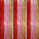 Voircoloria Valentine Foil Fringe Backdrop Curtains,3.3x8.2ft, 3 Pack | 64 Red Champion and Pink — 1
