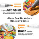 Ohuhu Alcohol Markers 120 Colors Brush& Soft Chisel for Adult Cozy Coloring | Brush & Soft Chisel — 2