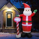 MorTime 8 FT Christmas Inflatable Santa Claus with Guidepost, Blow up Lighted Giant Wave Santa Claus North Pole with LED Lights Yard Decoration Party Display for Xmas Outdoor Decorations — 8