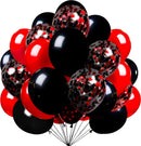 Firomi Red and Black Latex Balloons 12 Inch 70 pack Set (with 2 Ribbons) | D03-black Red | 12 inches — 1