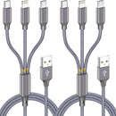 Long Multi Charging Cable 6ft 2Pack,3 in 1 USB Multiple MFi Charger cord 1