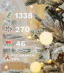 DWVO 6ft Prelit Flocked Aspen Fir Christmas Tree with Bulbs and Lights, Full Artificial Xmas Tree with 1336 Metal Hinged PE & PVC Flame Resistant Branches, 46 Bulbs and 270 Lights Remote Controlled — 2