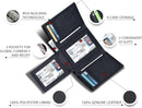 Real Leather Mens Trifold Wallet - RFID Slim Minimalist Front Pocket Gift (Vintage Black)