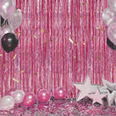 DECOCKRAT 2 Pack Foil Fringe Backdrop - Laser Pink Shiny Tinsel Curtains for Party Decoration/Photo Booth Props - 3.3x6.6 FT Metallic Foil Backdrop for Birthday, Wedding, Graduation, Christmas. — 5
