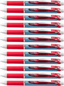 Pentel EnerGel Deluxe RTX Retractable Liquid Gel Pen, Medium Line, Needle Tip, Red Ink, Box of 12 (BLN77-B) | 12 Count (Pack of 1) — 1