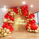 Red and Gold Balloon Arch Kit, ADOINBY 140Pcs Gold Balloon Red Balloon Confetti Balloon 18 12 10 5 Inch Different Size Balloons for Valentine's Day Wedding Birthday Engagements Anniversary Decoration — 1