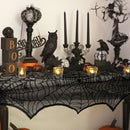 AerWo Halloween Decoration Black Lace Spiderweb Fireplace Mantle Scarf Cover Festive Party Supplies 45 X 243cm 18 x 96 inch — 4