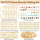 Flasoo 416 Pieces Gold Charm Bracelet Making Kit, Including Paperclip Chain Bracelets, Charms, Jump Rings for… — 2