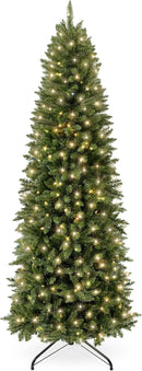 Best Choice Products 6ft Artificial Pencil Christmas Tree with LED Twinkling Lights, Pre-Lit Spruce Realistic Holiday Xmas Décor, 250 Lights, 618 Tips — 1