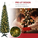 HOMCOM Noble Fir Artificial Pencil Christmas Tree Prelit 6' Green — 4
