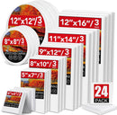 24 Pack Canvases for Painting with 4"x4", 5"x7", 8"x10", 9"x12", 11"x14", 12"x16", Round Canvas with 12"x12", 8"x8", Painting Canvas for Oil & Acrylic Paint. | 24 Packs - 8 Sizes (3 of Each) — 1