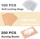 Earring Display Cards with 100 Pcs Earring Holder Cards 200 Pcs Earring Backs and 100 Jewelry Packaging for Earrings… — 3