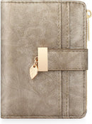 Pomelo Best Small Wallet Women RFID Blocking Bifold Soft Leather Card Holder with ID Window Zipper Coin Pocket Wallets for Women Green