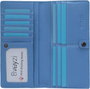 Bveyzi Ultra Slim Thin Leather RFID Blocking Credit Card Holder Bifold Clutch Wallets for Women - Blue - Leather — 1