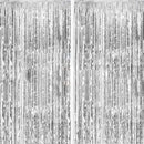 2 Pack Silver Foil Curtain Party Streamers Metallic Tinsel Foil Fringe Photo Booth Backdrop for Birthday Wedding Engagement Baby Shower Bachelorette Christmas Holiday Celebration Party Decorations | 2 Pcs — 1