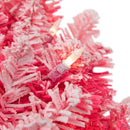 Pre-Lit Flocked Pink Artificial Christmas Wreath - 24"- Clear Lights — 4