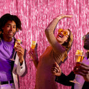 2 Pack Pink Backdrop Party Decorations Tinsel Curtain Party Backdrop Foil Fringe Birthday Decorations Photo Booth Streamer Backdrop Pink Theme Bachelorette Graduation Decor | 39.4"w X 78.7"l (Pack of 2) — 4