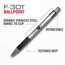 Zebra Pen STEEL F-301 Retractable Ballpoint Pen, Black Ink, 0.7mm, 12-Pack | Black F — 6