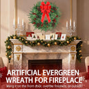 26 Inch Christmas Wreath Decorations,Artificial Wreaths with 50 LED Lights 8 Modes & Timer & Remote Control,144 PVC Tips,Large Red Bow,Pine Cones,Berries for Front Door,Indoor/Outdoor Holiday Decor — 5