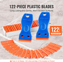 VEVOR 2PCS Razor Blade Scraper,Plastic Scraper Tool with 120PCS Plastic Blades,Cleaning Scraper Remover for Stickers,Decals,Adhesive,Labels,Paint from Glass, Car,Window,Caulk,No Scratches,Blue 3