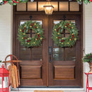 Christmas Wreath with Lights 24 Inch Real Touch Pine Wreath with Red Berries/Pine Cone Prelit Christmas Wreaths for Front Door Outdoor Christmas Decorations Winter Wreath for Windows Indoor Holiday — 4