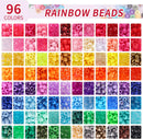 Quefe Bracelet Making Kit 96 Colors 3300pcs Pony Beads with Letter Beads — 3