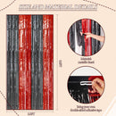 DECOCKRAT 2 Pack Foil Fringe Backdrop - Red&Black Shiny Tinsel Curtains for Party Decoration/Photo Booth Props - 3.3x6.6 FT Metallic Foil Backdrop for Birthday, Wedding, Graduation, Christmas. | Red Black — 3