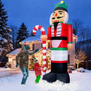 12 Ft by 5.9 Ft Christmas Inflatables Nutcracker Outdoor Decorations, Giant Christmas Blow up Hold Candy Cane Built in LED Lights, Xmas Inflatable Decor Holiday Party Yard Garden Lawn — 5