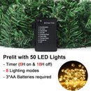 24" Prelit Christmas Wreath with Lights - 50 LED with Timer, 8 Lighting Modes, Waterproof Battery Operated Lighted Door Wreath - Including Wreath Hanger and Red Bow for Christmas Outdoor Decorations — 2
