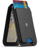 SHIELDON Genuine Leather for MagSafe Wallet Stand, 6 Card Holders, Black photo 1
