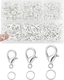 900PCS FIVEIZERO Lobster Claw Clasps and Jump Rings Set - Silver Jewelry Clasps for Necklace, Bracelet, Keychains,… — 1