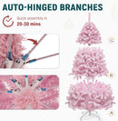 YITAHOME 6FT Prelit Pink Flocked Christmas Tree with Warm-White Lights — 2