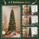 okicoler Christmas Tree, 6ft Pre-Lit Slim Pencil Fir Tree, 775 Branch Tips with 250 Multicolor LED Lights & 11 Lighting Modes, Metal Hinges, White Holiday Decoration for Corner — 8