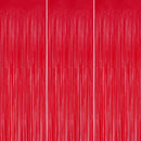 DECOCKRAT 3 Pack Foil Fringe Backdrop - Pastel Red Shiny Tinsel Curtains for Party Decoration/Photo Booth Props - 3.3x8.2 FT Metallic Foil Backdrop for Birthday, Wedding, Graduation, Christmas. — 1