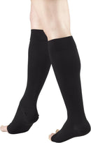 Truform 20-30 mmHg Compression Stockings for Men and Women, Knee High Length, Open Toe | Black | Medium (1 Pair) | Short Length — 2
