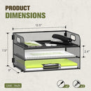 DALTACK 3 Tier Paper Organizer for Desk, Sliding Paper Trays, Black — 3