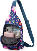 Banelu Small Sling Backpack Crossbody Sling Bag for Women, Cross Body Bag Fanny Packs Crossbody Purses - Blue Flower | D7 Blue Flower — 6