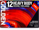 GOLDEN Heavy Body Acrylics Mixing Set, 12 x 22 ml Tubes + Glazing Liquid — 4