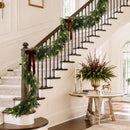 N&T NIETING 9FT Christmas Norfolk Pine Pre-Lit Garland with 70 LED Lights Real Touch Prelit Garland Christmas Greenery Garlands for Table Mantle Fireplace Stairs Indoor Outdoor Xmas Decorations — 5