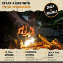 Ferro Rod Fire Starter Kit with Fatwood Tinder Stick - 3/8" Thick Ferrocerium Flint and Steel Fire Starter, Multi-Tool Striker & Pouch - Survival Fire Steel for Camping, Bushcraft & Emergency | Natural Wood — 3
