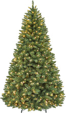 Hykolity 7.5 ft Prelit Christmas Tree with 1,450 Branch Tips, 450 Warm White Led Lights, Hinged Design and Sturdy Metal Stand — 1