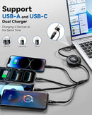 Dual USB-C Multi Charging Cable,6 in 1 Retractable Charger Cable[2Pack 4Ft] 2