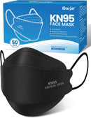 Borje KN95 Face Masks for Adults 50 Pack,5-Ply Black Disposable Face Mask Against PM 2.5 Smoke & Dust, Filtration Efficiency 95% — 1