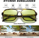 Hycredi Retro Aviator Sunglasses for Women Men, Oversized Square Shades | 2 Pack - (Black/Orange + Leopard/Green ) — 6
