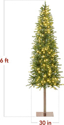 Best Choice Products Pencil Christmas Tree 6ft Pre-lit Alpine Slim Holiday Decoration, Lighted Skinny Décor LED Lights, Metal Stand — 7