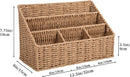DINGTAI Rattan Desk Organizer, Tabletop Mail Holder, 5 Slot Mail Organizer Countertop Basket, Rattan Office Supplies, Boho Office Desk Accessories, Wicker Desk Organizer, Magazine Holder（Wicker） — 3